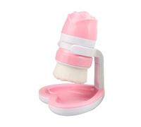 WRITWAA 1 Pz Pennello Per Il Viso Macchia Strofinare Facciale Spazzola Per La Pulizia Del Bagno Scrubber Spazzolone Con Manico Lavasciuga Viso Rosa Fibra Di Lana