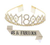 WRITWAA 1 Set Da 2 Pezzi cintura cerimoniale della felice fascia per il 18° compleanno Fascia e fascia per il 18° compleanno suo nuziale cintura di galateo cinghia stoffa D'oro