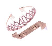 WRITWAA 1 Set Da 2 Pezzi cintura cerimoniale della placcato Sash di buon compleanno fascia favolosa di compleanno corone fascia della di compleanno cintura di galateo stoffa