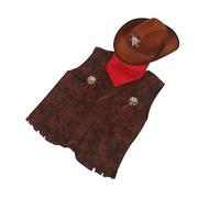WRITWAA 1 set di costumi da cowgirl western per bambini - Include cappello da cowboy, gilet e bandana - Accessori per travestimenti da ragazzi e ragazze per feste, contadini, cowboy e cosplay