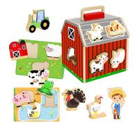 WRITWAA 1 set di puzzle in legno del fienile: puzzle Montessori con smistamento del fienile - rompicapo in legno per bambini in età prescolare, rompicapo per la coordinazione occhio-mano dei bambini