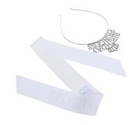 WRITWAA 1 Set fascia per la della principessa diademi della di compleanno copricapo di compleanno Fascia di compleanno fascia per compleanno per ragazze tessuto bianca