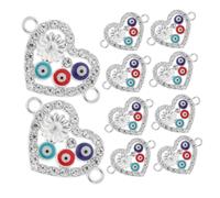 WRITWAA 10 Pezzi Accessori Per Bracciali Braccialetto Di Fascino Del Malocchio Ciondoli a Forma Di Cuore Malocchio Ciondoli Malocchio Per Braccialetti Incantesimi Per Gli Occhi Silver Lega