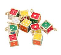 WRITWAA 10 Pezzi Ciondoli Dado 3d in Metallo Multifunzionali, Accessori Cubo Portafortuna per Creazione di Gioielli Fai da Te, Charms per Bracciali, Collane, Portachiavi e Decorazioni