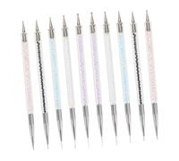 WRITWAA 10pezzi Pennelli Doppia Estremità per Nail Art di Pennelli Doppia Testa per Nail Art Penna per Punteggiatura e Eyeliner Strumenti da Disegno da Salone per Manicure Dettagli