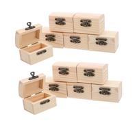 WRITWAA 12 Pezzi Mini Scatole in Legno Grezzo con Coperchio Battente e Chiusura in Metallo Piccole Cassapanche in Pino Naturale per Decorazioni Fai da Te e Contenitori per Tesori