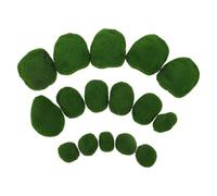 WRITWAA 16 Pezzi Pietre di Muschio Finto Verde per Decorazione Facile, Realizzate in Flocking e Cotone Perla, per Ambienti Fatati e Uffici, Versatile per Scenari