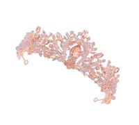 WRITWAA 1pezzi Corona per Capelli da Sposa Strass Fascia per Capelli da Sposa in Cristallo per Matrimonio Diamante Rosa