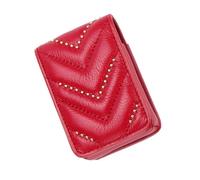 WRITWAA 1pezzi Mini Pochette Cosmetica Con Specchio Borsa Piccola Per Oggetti Vari Organizer Da Tavolo Design Elegante Rosso