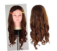 WRITWAA 1pezzi Testa Pratica per Addestramento con Capelli Misti Fibra Chimica al Manichino per Taglio Capelli Arricciatura Permanente e Liscio Lavabile con Shampoo