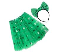 WRITWAA 1set Costumi Per Ragazzo Ragazza Con Gonna Tulle Tre Strati e Cerchietto Per Festeggiamenti Di San Patrizio Accessori Per Feste e Cosplay Per Piccoli