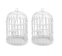 WRITWAA 2 gabbie per uccelli in miniatura: gabbia per uccelli in metallo per casa delle bambole con porta per progetti fai da te da giardino delle fate, decorazione per la casa, stile vintage, piccola
