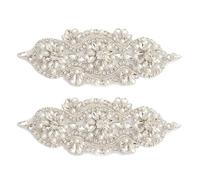 WRITWAA 2 Pezzi Applicazioni Strass Argento per Abiti da Sposa e Smoking da Cerimonia, Adesione Facile e Resistente, per Spettacoli Teatrali e Performance Sul Palco