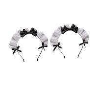 WRITWAA 2 Pezzi archetto ad arco fasce per la testa signora Banca da ragazza accessori halloween accessori per halloween cerchietti per da ragazza copricapo lolita stoffa Black
