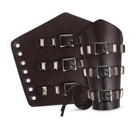 WRITWAA 2 Pezzi Arm Guard Medievali Vintage in PU e Metallo Regolabili con Chiusura Protezione Polso per Cosplay Halloween Rievocazioni Storiche