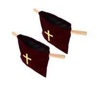 WRITWAA 2 Pezzi Borsa per Offerte Comunione con Manico in Legno e Ricamo a Croce, Resistente All’usura, per Cerimonie Religiose e Raccolte in Chiesa