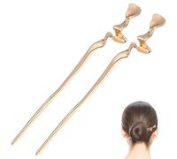 WRITWAA 2 Pezzi di Forcine Cinesi Dorate per Chignon - Porta Forcine Geometriche in Metallo per Acconciature Lunghe, Accessori da Donna