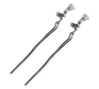 WRITWAA 2 Pezzi di Forcine Cinesi Nere per Chignon - Porta Forcine Geometriche in Metallo per Acconciature Lunghe, Accessori da Donna