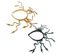 WRITWAA 2 Pezzi Fascia Medusa per Capelli Donna Copricapo Serpente Flessibile in Plastica e Vinile Accessori Egizi per Costume Halloween e Cosplay Verde Scuro e Oro Antico Design