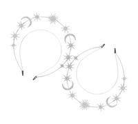 WRITWAA 2 Pezzi fascia per fascia a stella copricapo lunare copricapo da sposa a stella fasce nuziali per la sposa Banca di stelle fascia da donna con Metallo Silver