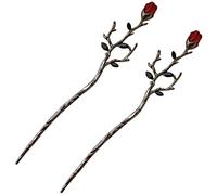 WRITWAA 2 Pezzi Forcina Per A Forma Di Ramo Di Rosa Perno A Forma Di Petalo Perno A Forma Di Rosa Perno A U Per Chignon Perno Per Coda Di Cavallo Bacchette Per Per