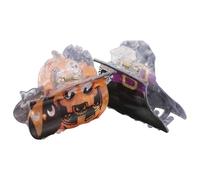 WRITWAA 2 Pezzi Halloween Hair Holder Clips With Pumpkin Bat Design Non-slip Acrylic Witch Hat Claw For Women Spooky Animal Headwear Accessories For Costume Parties