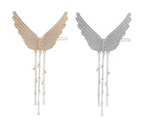 WRITWAA 2 Pezzi Hinestone Angel Wing Hairpin molletta ala mini angeli nozze Accessori per fermagli per graziose mollette per fermaglio per con nappe lega