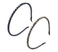WRITWAA 2 Pezzi Hoop in lega donna Accessori buio fasce per gemme blu Di moda tiara femminile fascia da sposa cristallina diadema nuziale da sposa Copricapo da sposa nuziale