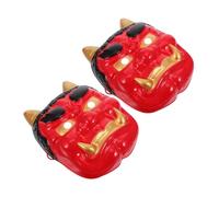 WRITWAA 2 Pezzi Maschera Samurai Giapponese Rosso in Plastico Corna, Riutilizzabile per Festa e Negozio di Tatuaggi, Effetto Visivo Drammatico e Design Realistico