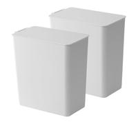 WRITWAA 2 Pezzi Mini Cestino Bianco con Coperchio a Ribalta per Lanugine e | Set da 2, Struttura in PP Liscia, Chiusura Sigillata, Uso in Lavanderia e Angoli Ufficio