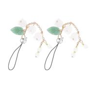 WRITWAA 2 Pezzi Phone Charm Strap Ciondolo Telefono Fiore in Lega, Smalto Colorato e Pietra, Pendente per Cellulare e Borsa, Elegante, per Uso Quotidiano e Occasioni Speciali