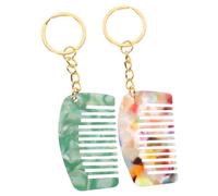 WRITWAA 2 Pezzi portachiavi mini pettine Largo dente Bene riccio districare dentato chiave portachiavi a pettine pettini a denti larghi pettine portachiavi Foglio di acetato