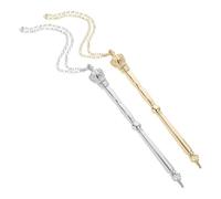 WRITWAA 2 Pezzi Puntatore della Torah Ebraica in Metallo 17 Cm con Catena, Set Dorato e Argento con Sommità a Corona, Accessorio la Lettura Biblica e Regalo per Mitzvah Adulto