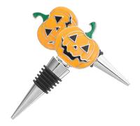 WRITWAA 2 Pezzi Tappo e Conservazione del Sapore per Vino Giallo in Lega di Zinco a Forma di Zucca Sigillante Ermetico e Antigoccia per Feste di Halloween