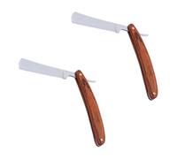 WRITWAA 2 Set Rasoio Eyebrow Razor Rasiera Parrucchiera Barberine Shaver Rasatura Maniglia Doppio Strumento Da Barba Strumento Per Tagliare La Barba Acciaio Inossidabile Brown 2 Pezzi * 2