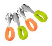 WRITWAA 2 Set Set di cucchiai forcella del gomito posate per Forks che fa i primi passi ragazzo cucchiaio paletta per l'alimentazione forchetta per Gel di silice