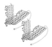 WRITWAA 2pezzi Cavigliera Campanella e Catena di Perle Braccialetto Regolabile Strati per Piedi Accessori Etnici per Donne Danza Spiaggia e Festival