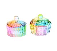 WRITWAA 2pezzi Cristallo per Manicure Bicchieri in Vetro per Nail Art Bicchieri per Liquidi per Manicure Coperchio per Lavare la Penna per Nail Art o Mescolare Liquidi come Smalto e Cipria