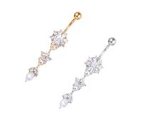 WRITWAA 2pezzi Drip Flower Belly Button Dangle Body Piercing Jewelry and for Stylish Decoration