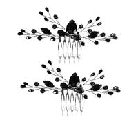 WRITWAA 2pezzi Pettini Laterali Decorativi Per Con Cristalli Neri Accessori Eleganti Per Sposa e Damigelle Per Matrimoni e Cerimonie Speciali