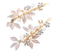 WRITWAA 2pezzi Vintage Rhinestone Leaf Hair Clip for Brides Elegant Wedding Accessories for Bridesmaids Handmade Bridal Hairstyles Supply