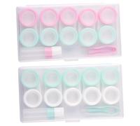 WRITWAA 2sets Kit Custodia Lenti Contatto Portatile Custodia per Lenti Contatto Colorate con Chiusura Ermetica da Viaggio Piccola