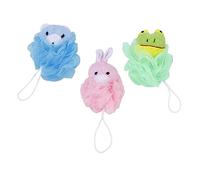 WRITWAA 3 Pezzi Fiori del bagno di cartoni animati scrubber esfoliante per BAGNO Luffa bolla palla da lavaggio per palla da bagno in rete palla da doccia
