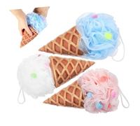WRITWAA 3 Pezzi palla da bagno gelato luffa Sponge da bagno per spugna da bagno ragazzino Naturale bob palla da bagno esfoliante per il corpo palla schiumosa