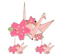 WRITWAA 3 Pezzi Spille Origami Gru Giapponese in Metallo Leggero Decorazioni Fiore Ciliegio per Cardigan e Sciarpe Spille Cartoon Resistenti e Facili da Indossare