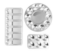 WRITWAA 3 Pezzi Tavolozza per Pittura in Alluminio Pozzetti Resistente e Lavabile per Acquerello Olio e Pigmenti per Laboratori e Lezioni d Arte