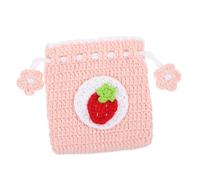WRITWAA 3 Pz borsa per intrecciata borse sacchetti portachaivi pash bag portafogli piccolo portafoglio all'uncinetto per donna borsa piccola all'uncinetto con coulisse filato rosa