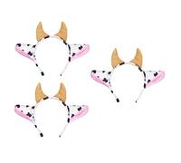WRITWAA 3 Pz Fascia in Corno Di Mucca Fascia Per Costume Da Leopardo Del Latte Copricapo Costume Orecchie Di Mucca Fasce Per Animali Di Peluche Truccare La Fascia Vestito Di Mucca Stoffa