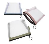 WRITWAA 3pezzi Borsa per Trucchi Donna Piccola Rete Trasparente Portatrucchi da Viaggio Leggero Cerniera Custodia per Cosmetici Portatile per Organizzare Articoli da Toeletta