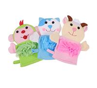 WRITWAA 3pezzi Guanto Esfoliante Per Corpo Scrub Per Bagno Portatile Panno Per Lavaggio Dei Ragazzo Ragazza Guanto Da Bagno Per Ragazzo Ragazza Design Di Animali Prodotti Per Spugna Per De